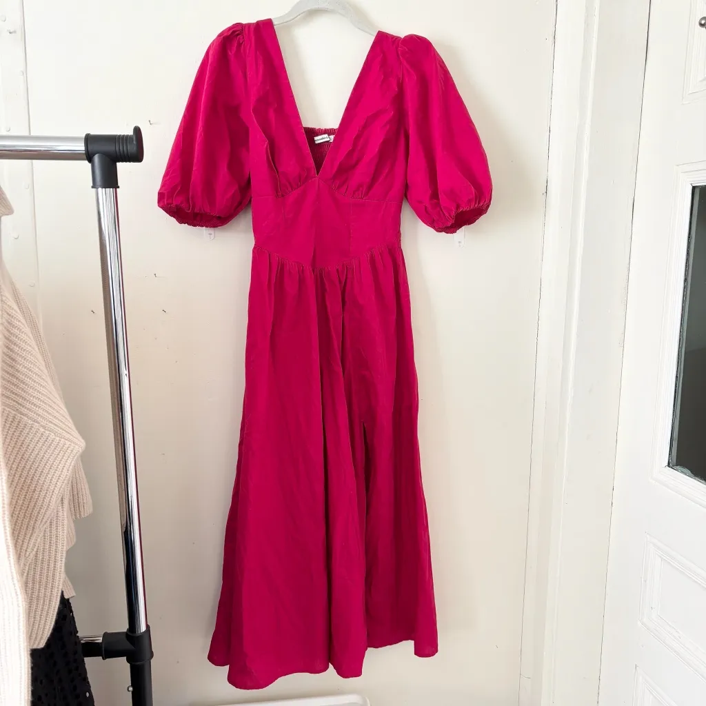 Abercrombie & Fitch Puff Sleeve Corset Midi Dress - Image 2