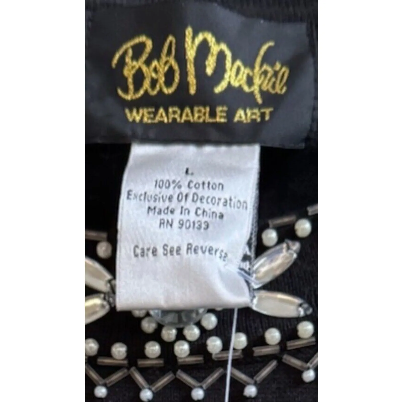 Bob Mackie Wearable Art Women's‎ Sweater Size L Sequin Black Long Sleeve Cotton - Image 7