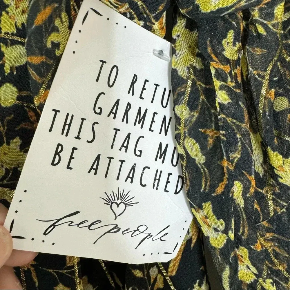 Rococo Sand Hana Printed Kaftan Maxi Dress Black Metallic Thread Size XS NWT - Image 12