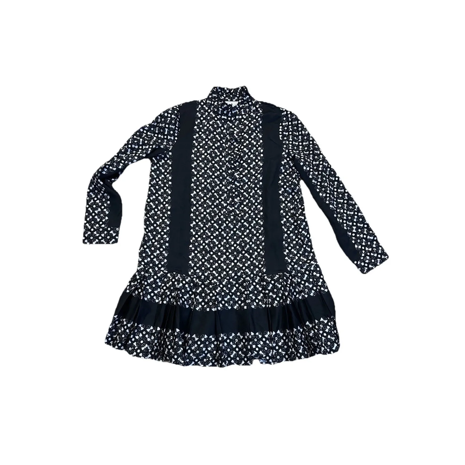 Tuckernuck NEW‎ Black Geo Tate Tencel Long Sleeve Drop Waist Mini Dress Size XS - Image 2