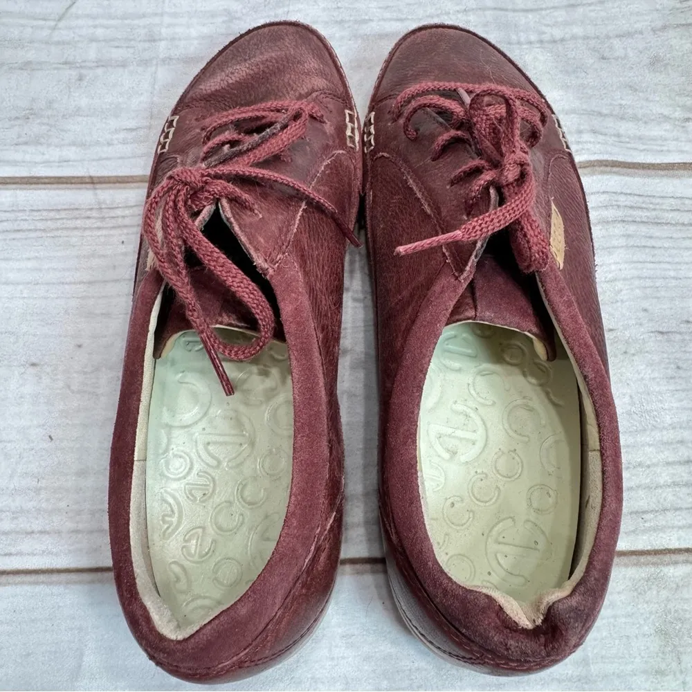 Ecco Cayla Burgundy Wine Genuine Leather Lace Up Sneakers Red Size 8.5 - Image 9