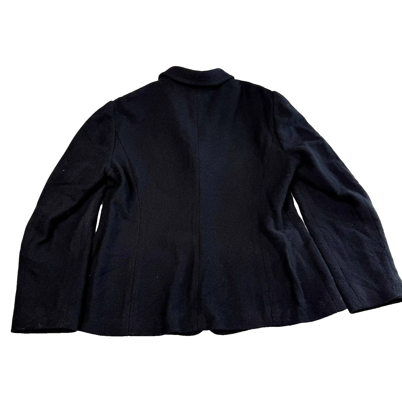 Talbots Wool Blazer Jacket Women's Size 14 Black Long Sleeve Italy Four Button - Image 4