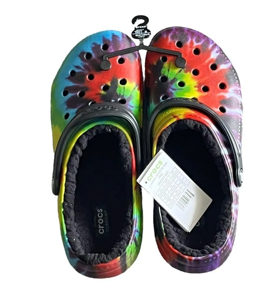NEW Baya Lined Tie Dye CROCS CLOG SHOES Mens 10 Womens 12 Multicolor NWT! - Image 4