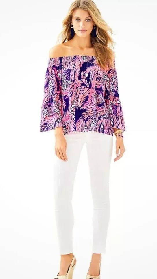 Lilly Pulitzer Tobyn Top Off The Shoulder lightweight summer vacation  size S - Image 9