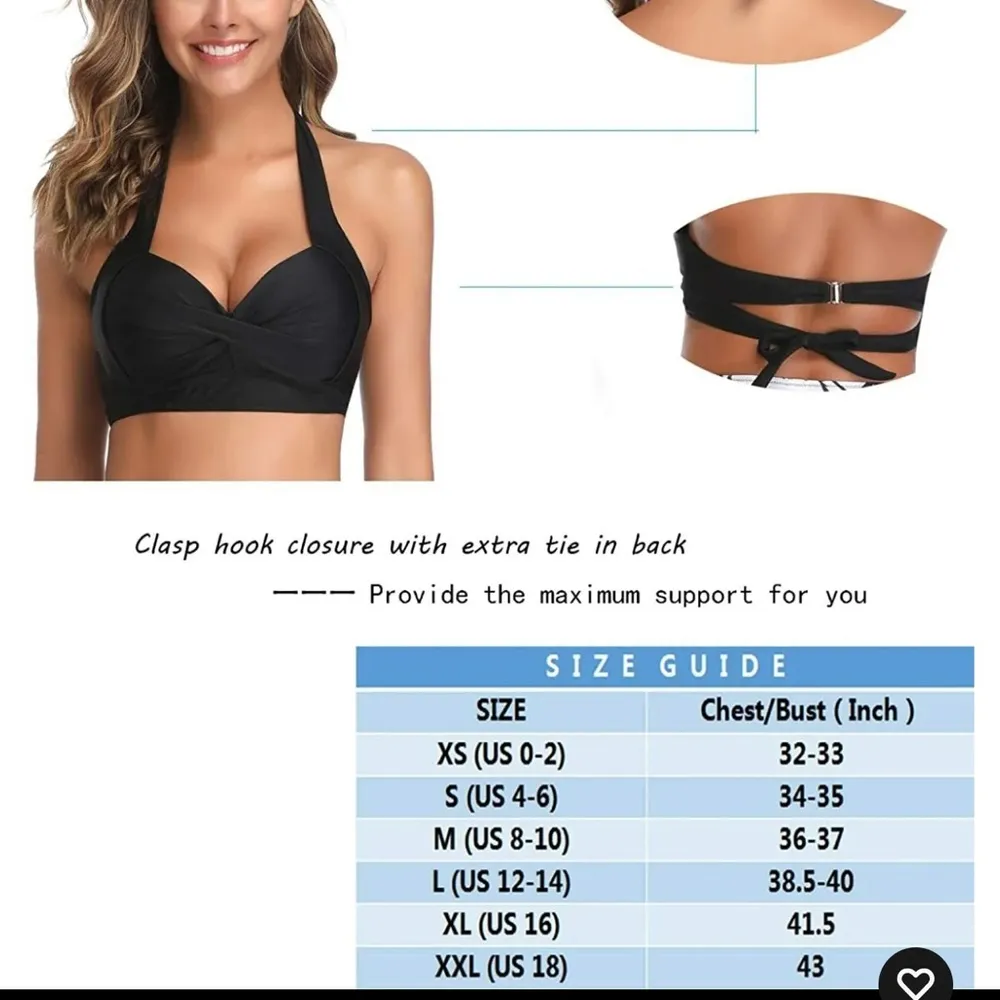 Green XL - - Tempt Me Women XL Bikini Top Push Up Swim Top Halter Retro - Image 3