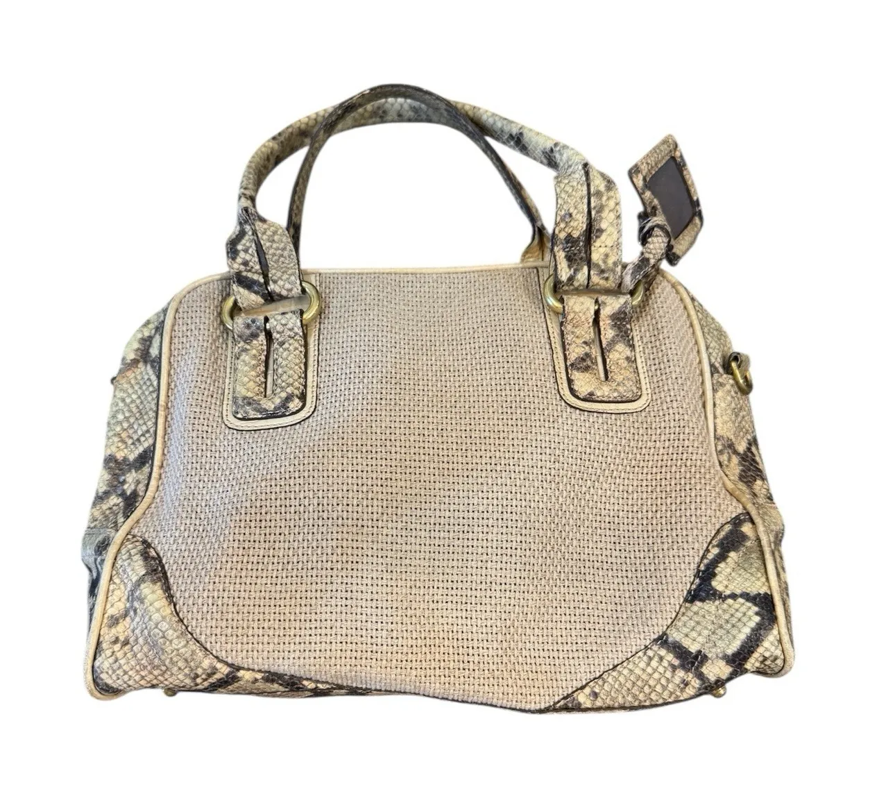 Brahmin Small Caroline satchel bag in a textured canvas Snakeskin Embossed - Image 1