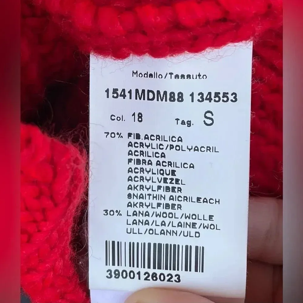 MSGM chunky wool blend Striped Sweater small Red - Image 5
