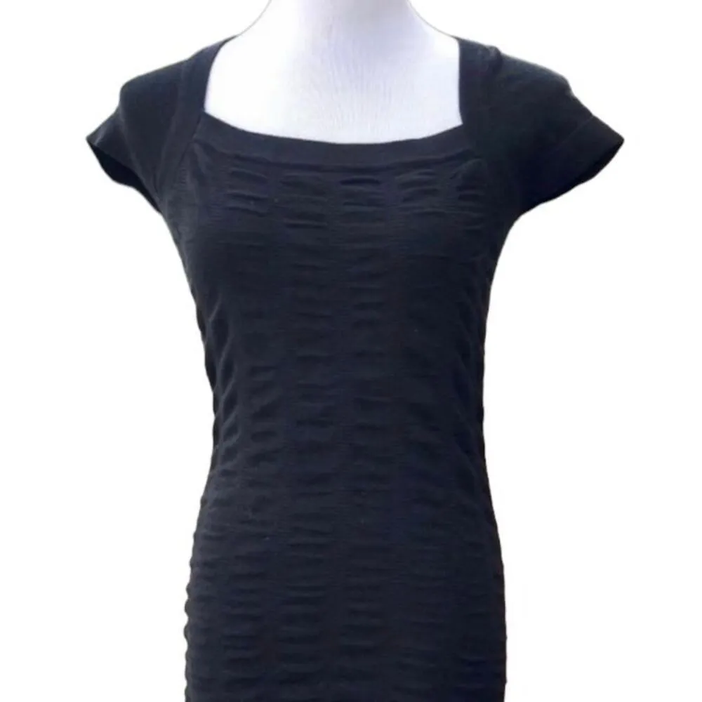 Womens Xhiliration Textured Ribbed Black Bodycon Dress - Sz M - Image 3