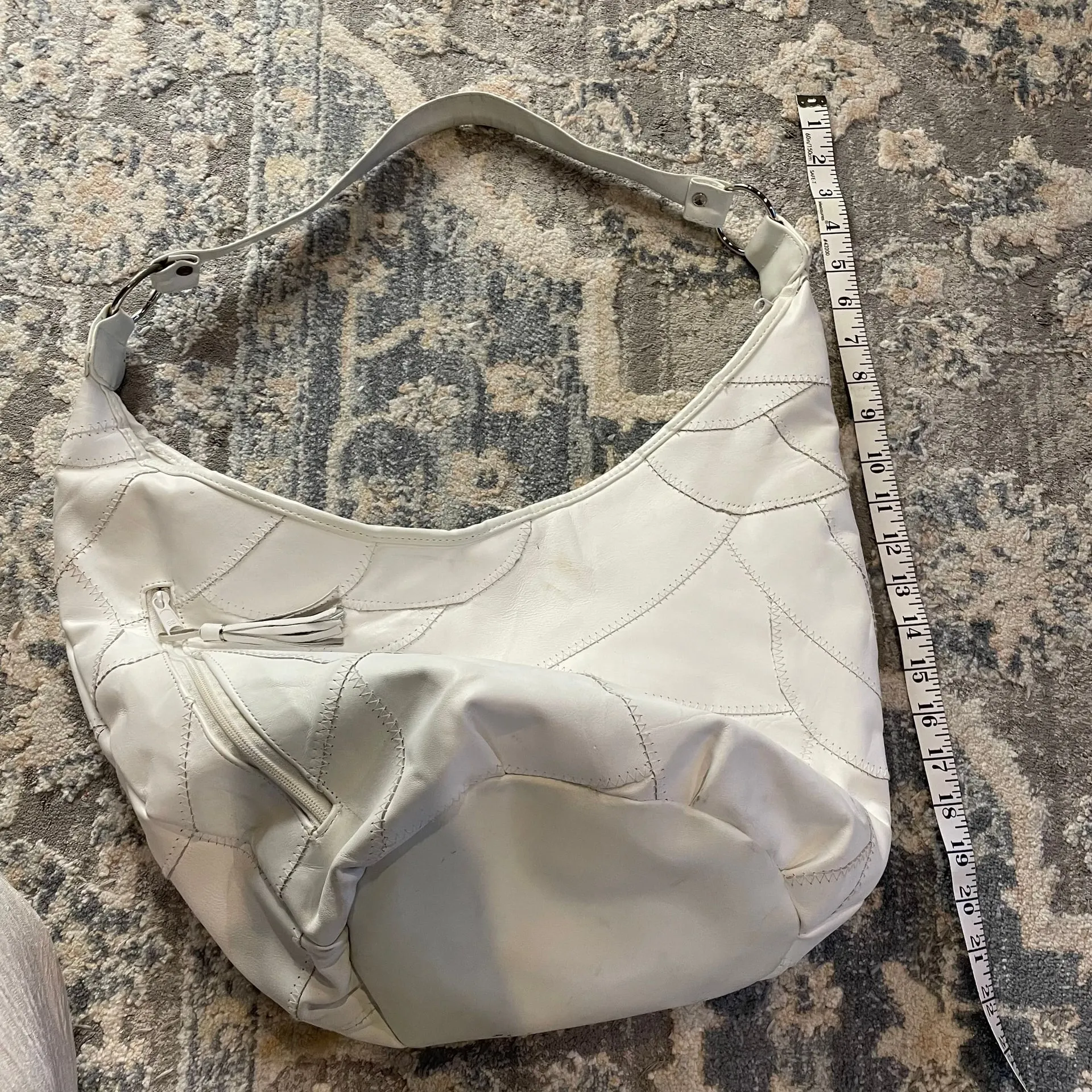 Vintage Patchwork Hobo Bag White - Image 6