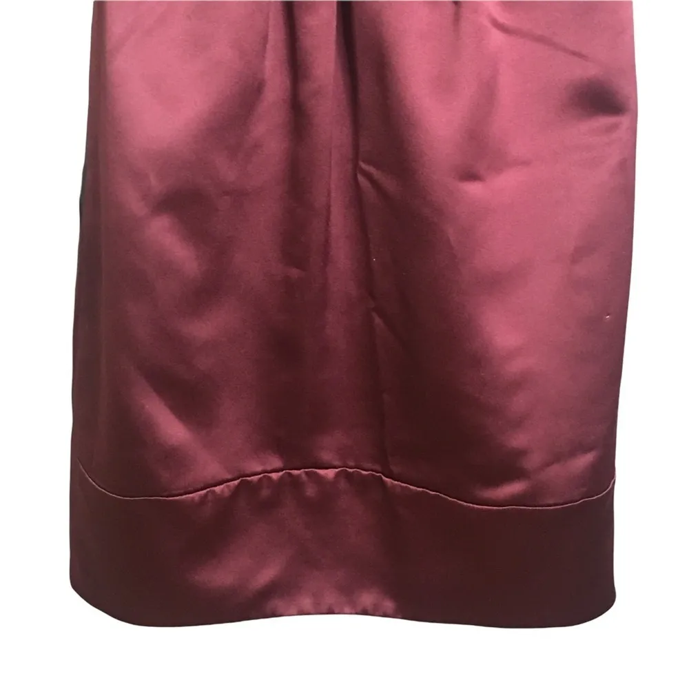 Vera Wang Maids midi dress satin with gold band size 8 bridesmaid burgundy - Image 4