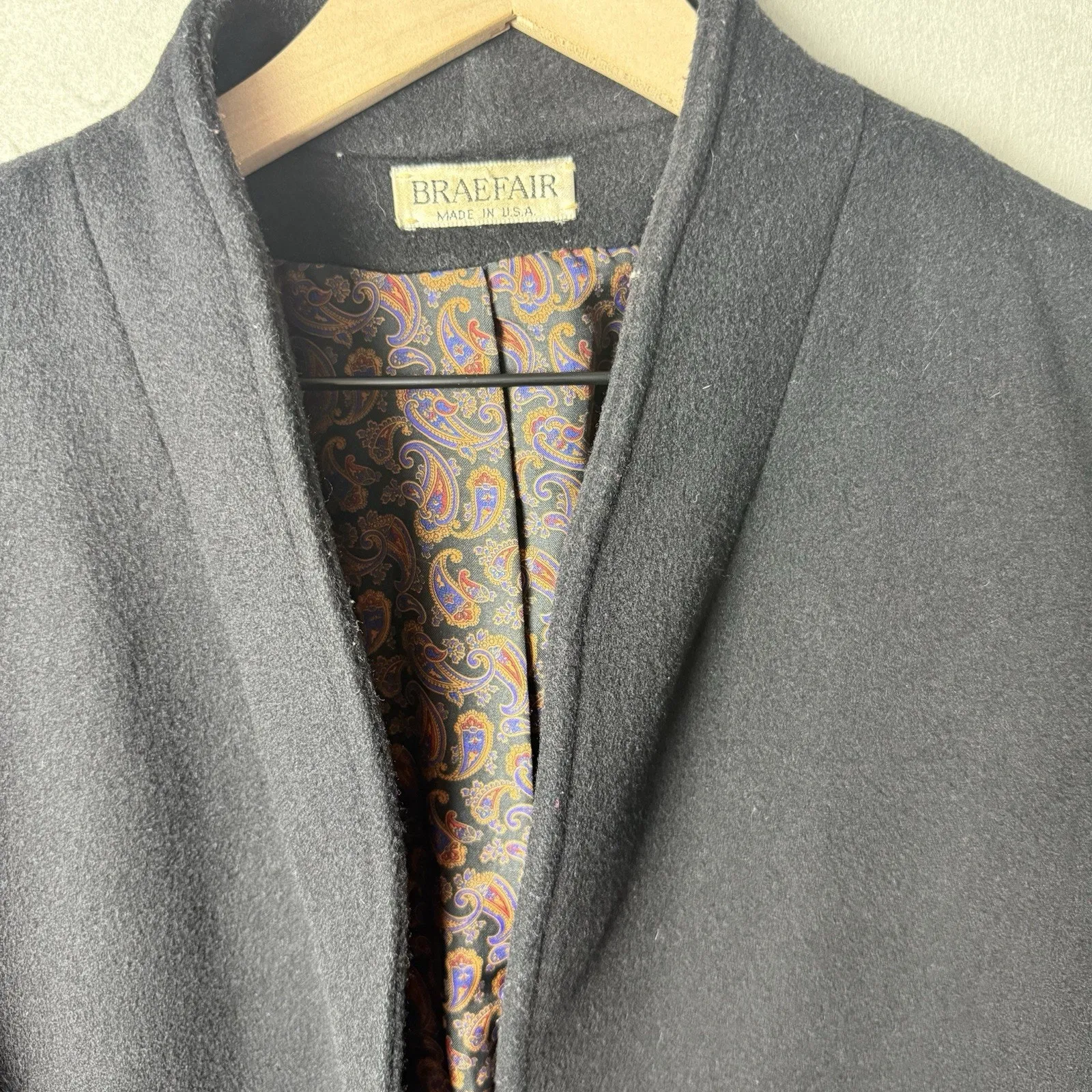 Vintage Braefair Womens Full Length Black Cashmere Blend Trench Coat Union Made Size 8 - Image 4