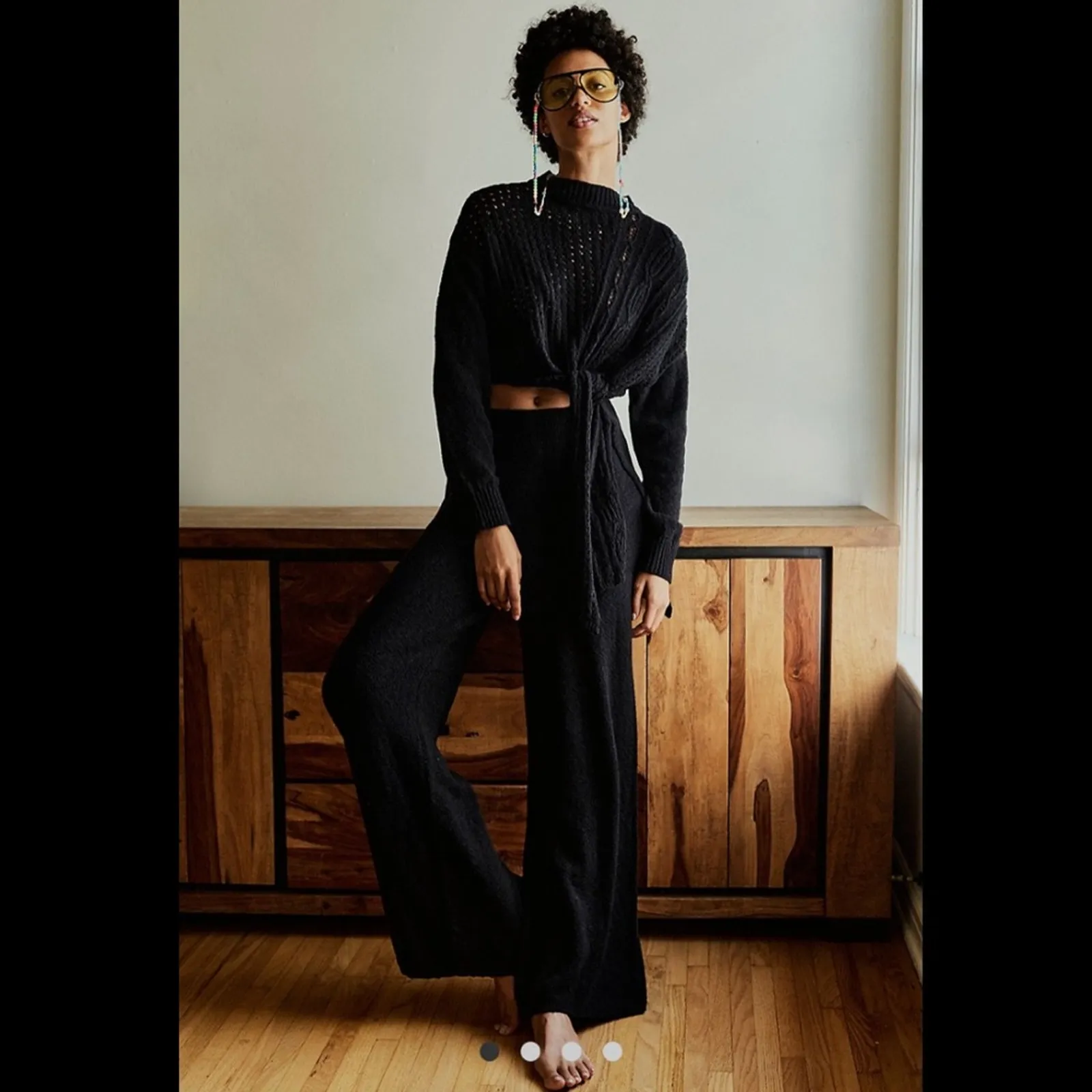 FREE PEOPLE Womens Harper Two Piece Wide Leg Crop Sweater Set in Very Berry XS - Image 6