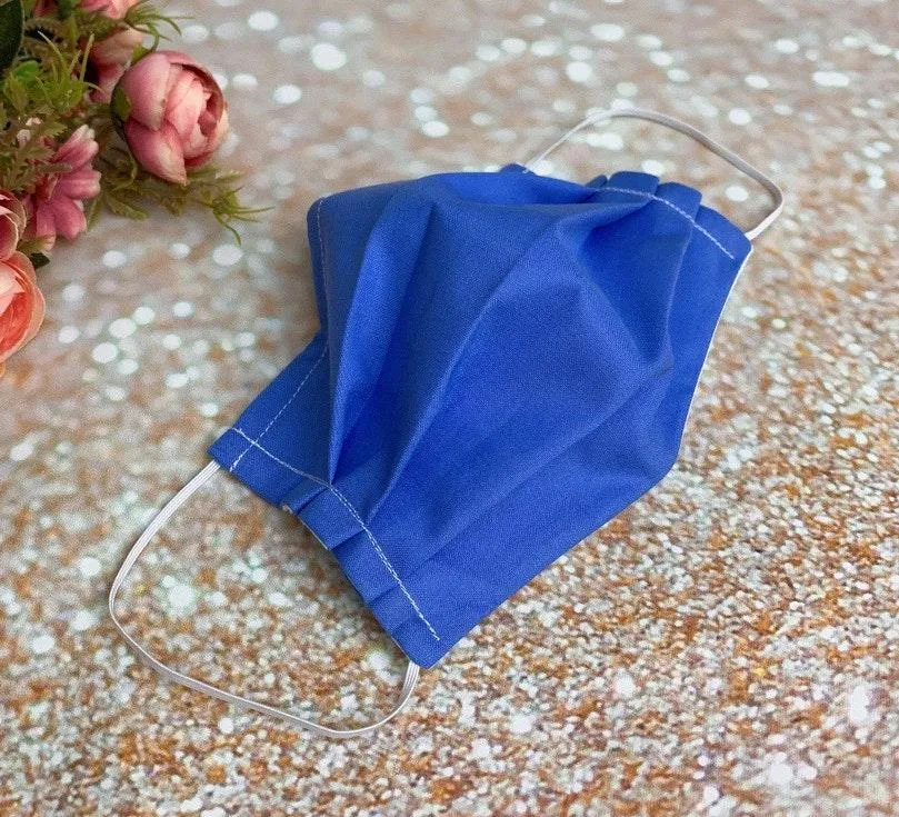 Solid Blue Premium Cotton Reusable Face Mask - Image 2