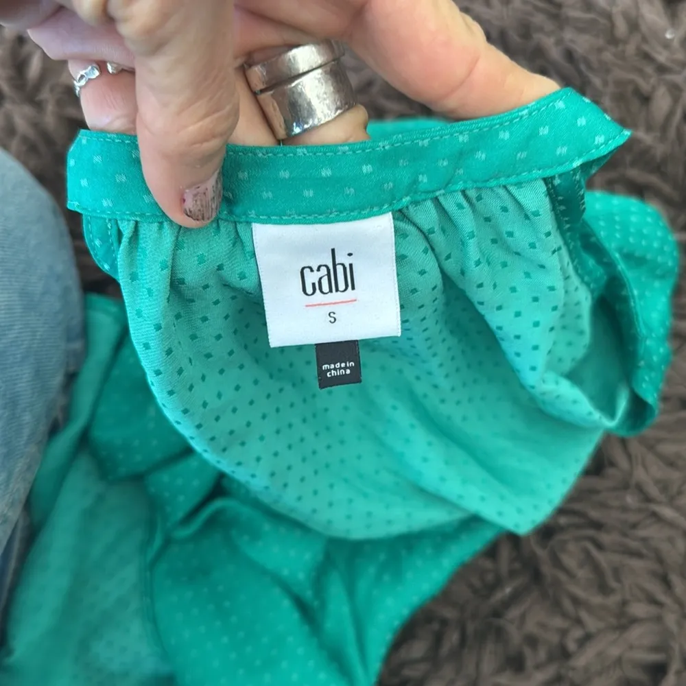 CAbi  Shirt Womens  S Green Style #5549 Sleeveless Lush Polka Swiss Dot Halter - Image 6