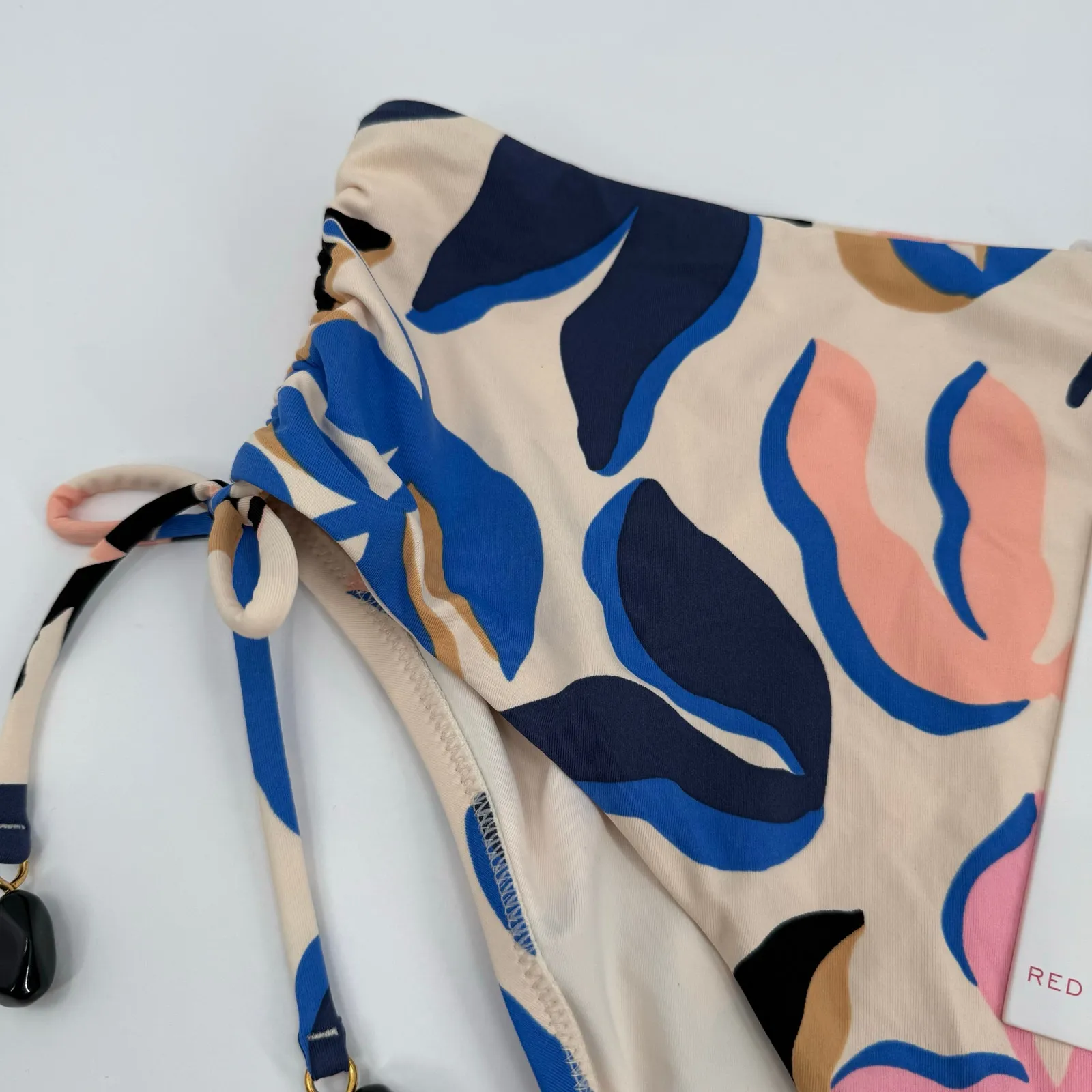 Red Carter Bikini Bottoms Size Medium Tropical Leaf Print HighRise Moonstone NWT - Image 11