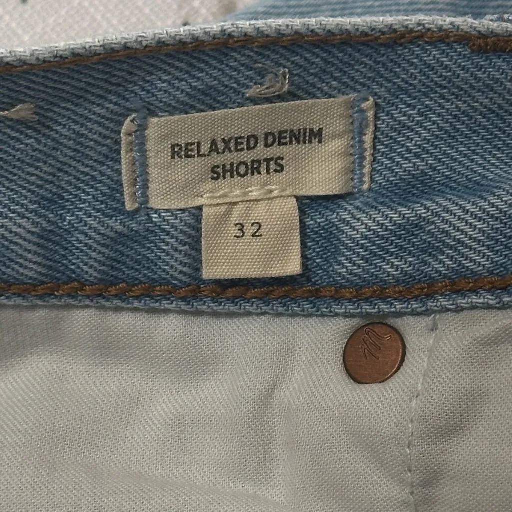 Madewell Relaxed frayed Denim cotton Shorts button fly Cedarcroft Wash Size 32 - Image 8