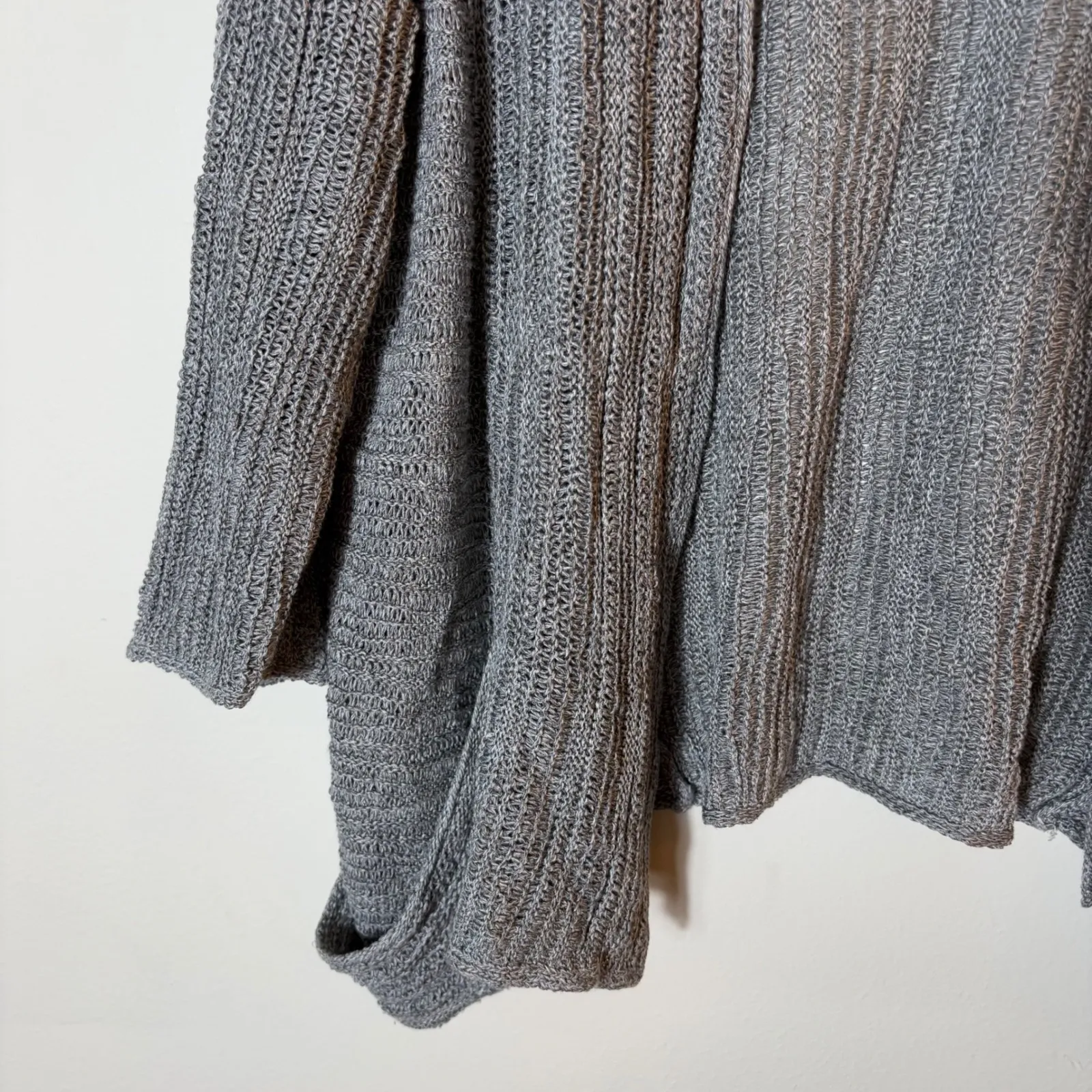 Eileen Fisher Woman 1X Gray Linen Silk Knit Open‎ Front Cardigan Sweater - Image 4