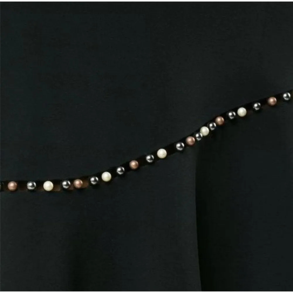 Jonathan Simkhai Dress Pearl Studded Asymmetrical Black Sz 0 Wedding Guest - Image 7