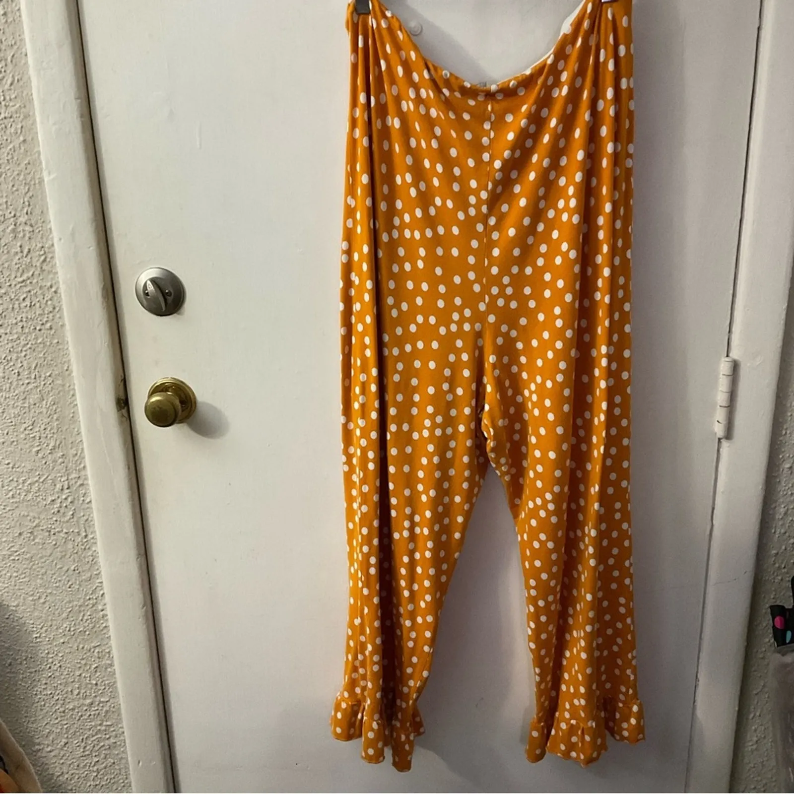 ASOS Orange Flared Ruffle Hem Polka Dot Pants  20 Twee Coconut Girl Dopamine - Image 2