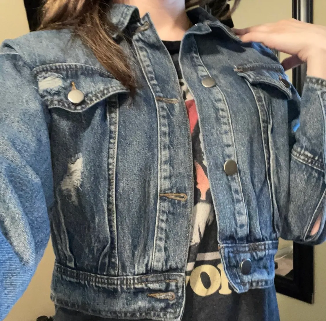 Flying Tomato Cropped Denim Jacket  - Image 4