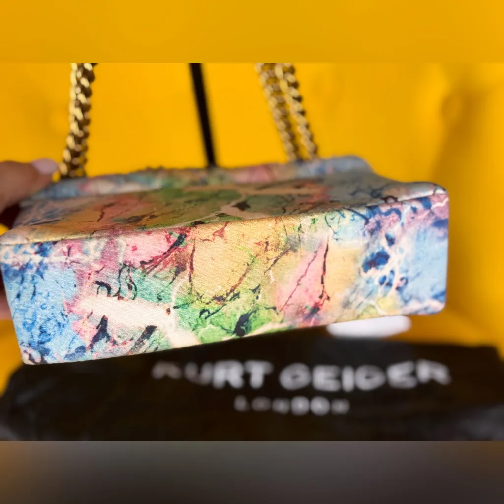 KURT GEIGER LONDONMini Fabric Kensington Bag Crossbody Peacock Bird Purse Gold - Image 9