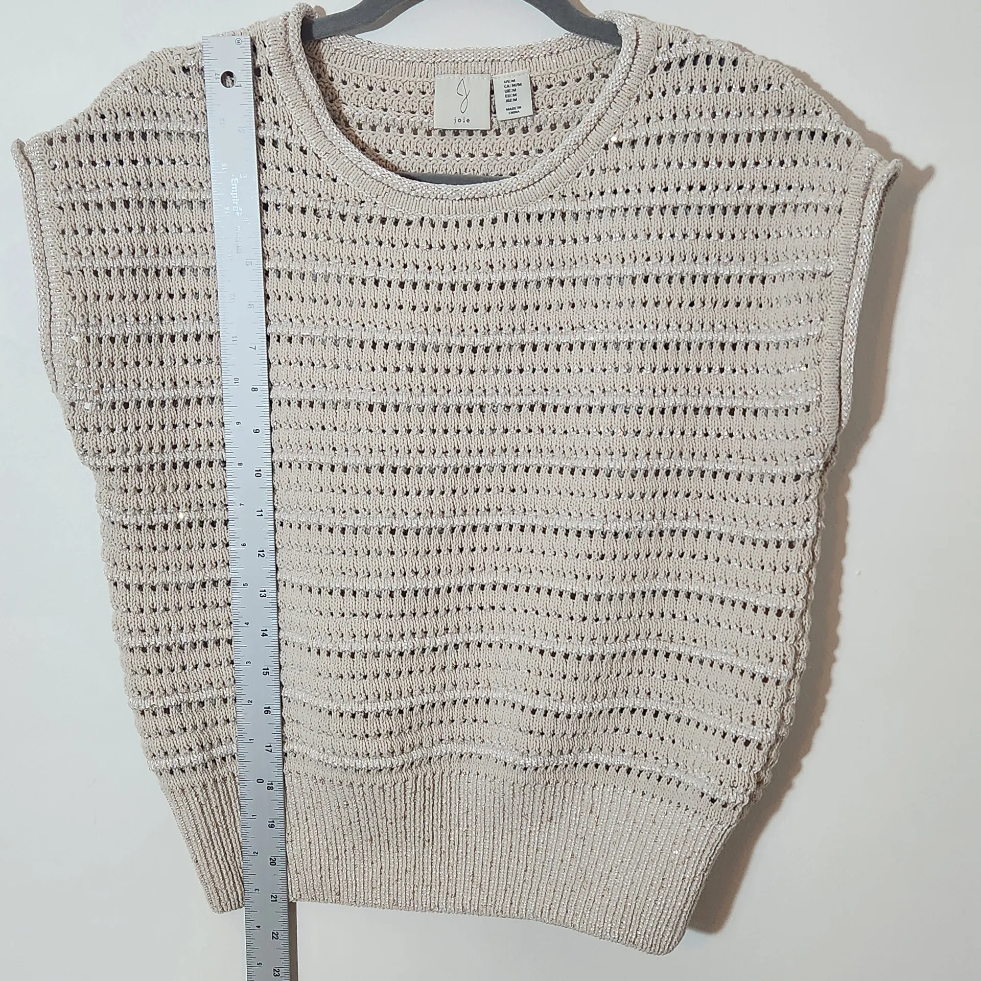 Joie Cream Metallic & Sequin Knit Sweater Size Medium - Image 4