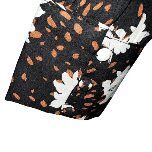 LULU'S Chic Validation Black Floral Print Ruched‎ Long Sleeve Top NWT Size Small - Image 10