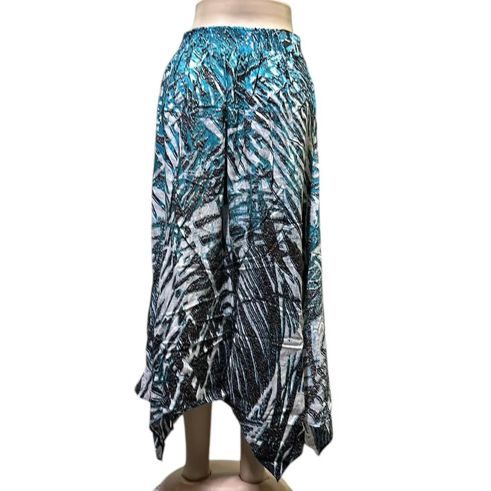 Zozo Midi Maxi Asymmetrical Handkercheif Hem Pull On Pocket Skirt Womens Medium Blue - Image 3