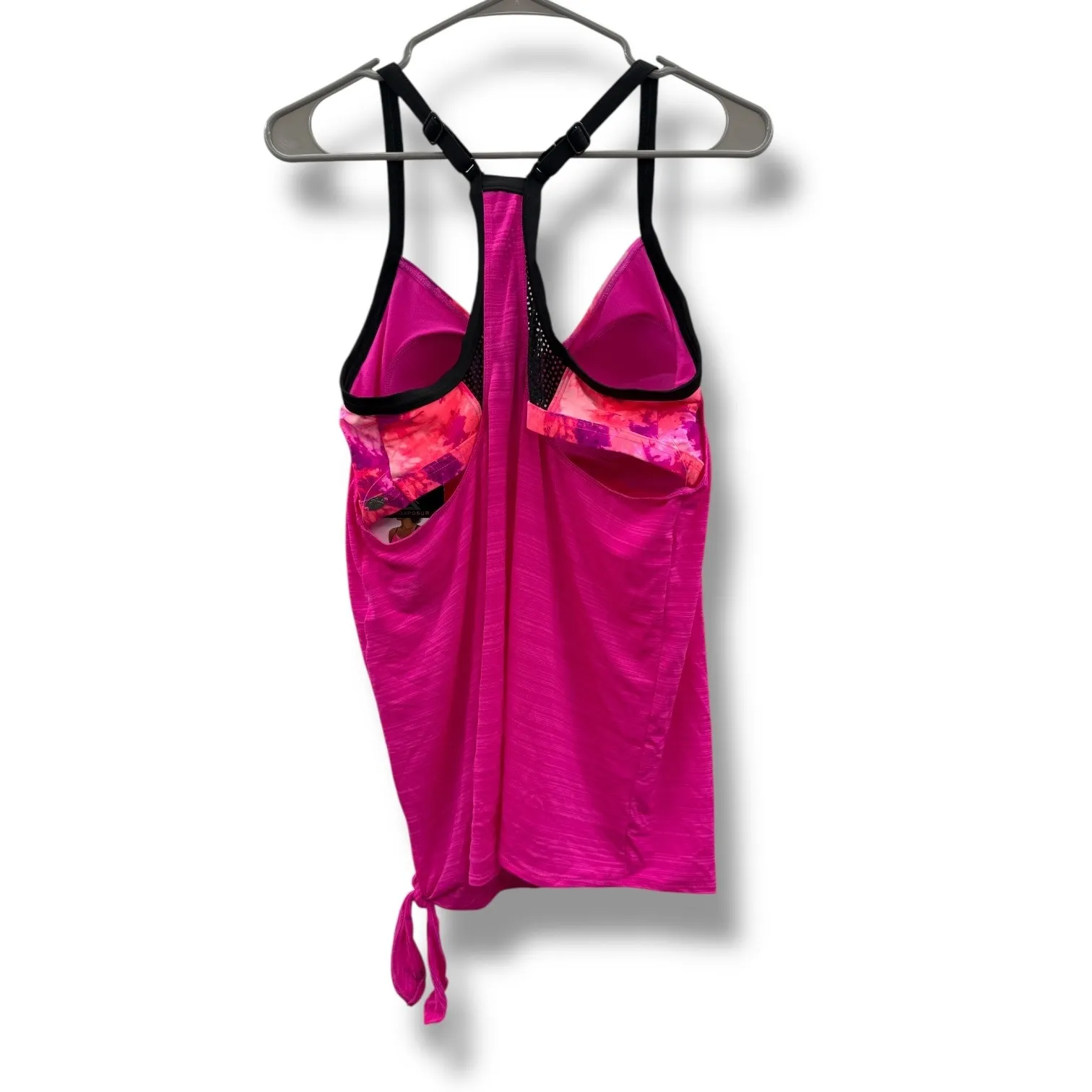 ZERO X POSUR NWT Fuchsia Racerback Tankini Top Women's Large Tie Side Swim Pink - Image 2