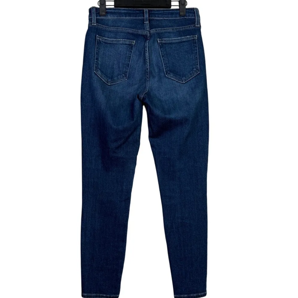 Just Black Denim High Rise Skinny Distressed Hem Stretch Ankle Jean 28 Dark Wash - Image 12