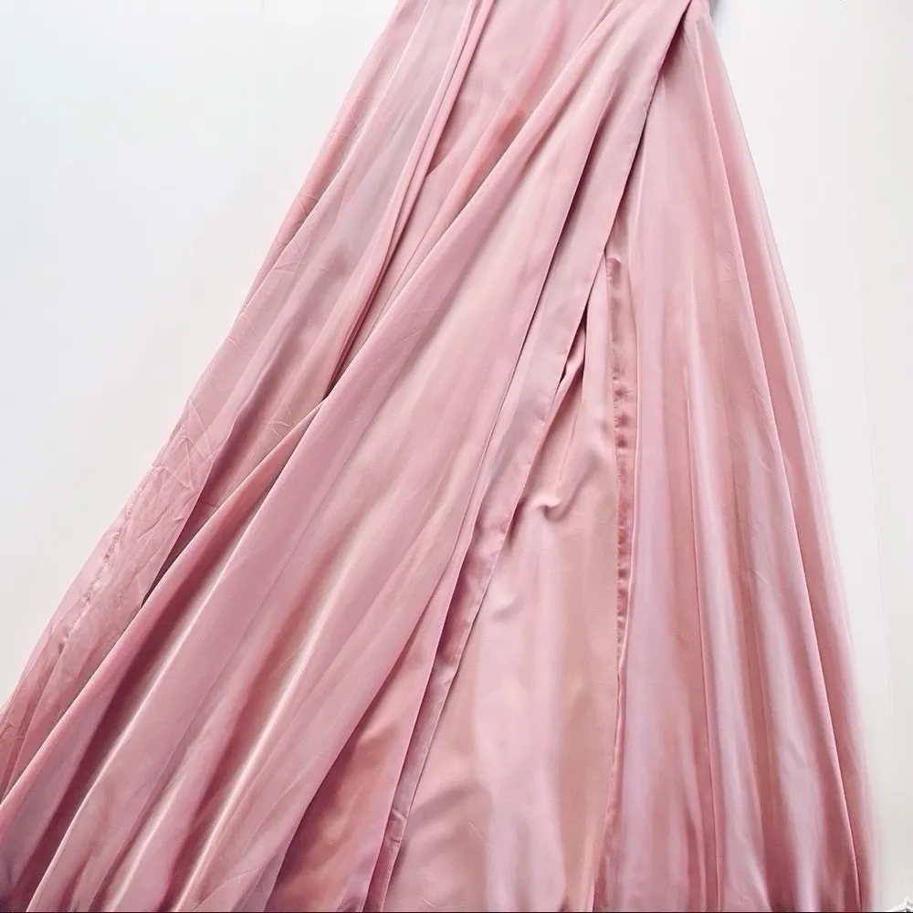 NEW La Femme Women’s Chiffon Ballgown Mauve Maxi Dress - Image 4