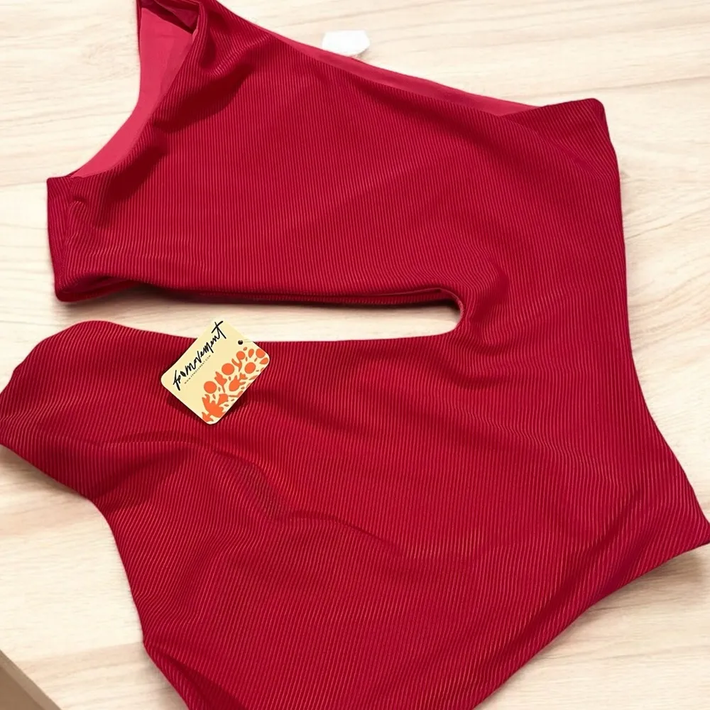 Free People FP Movement Beach Riot Pink Cutout Shoulder Swimsuit Size La… NWT - Image 7