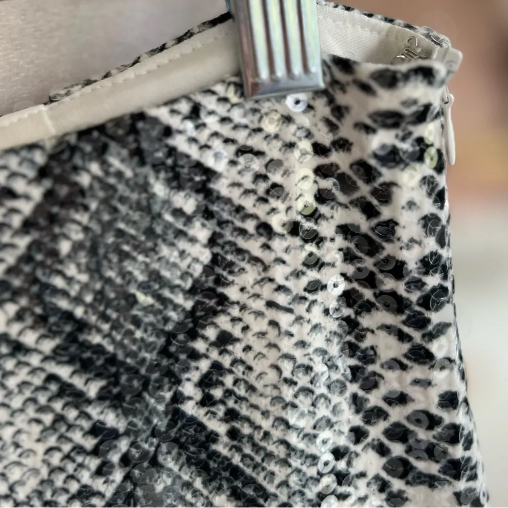 Endless Rose Black Print Sequin Snakeprint Split Front Mini Skirt M - Image 5