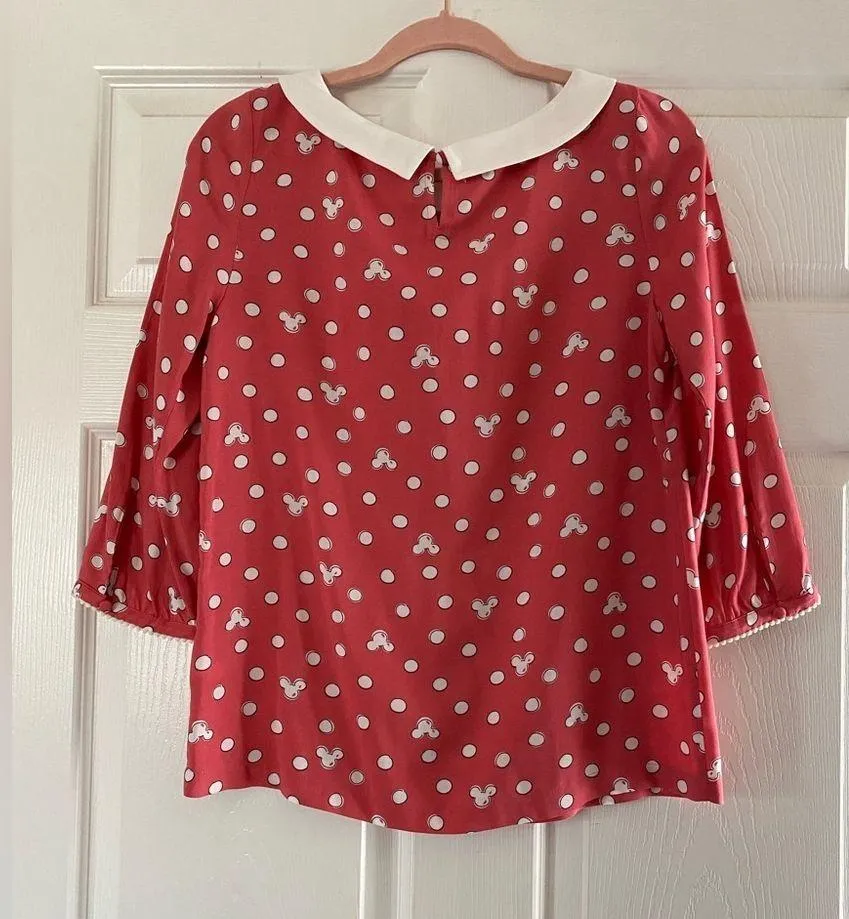 Disney’s Minnie Rocks The Dots LC Lauren Conrad Collard Blouse Top Pink Size XS - Image 6