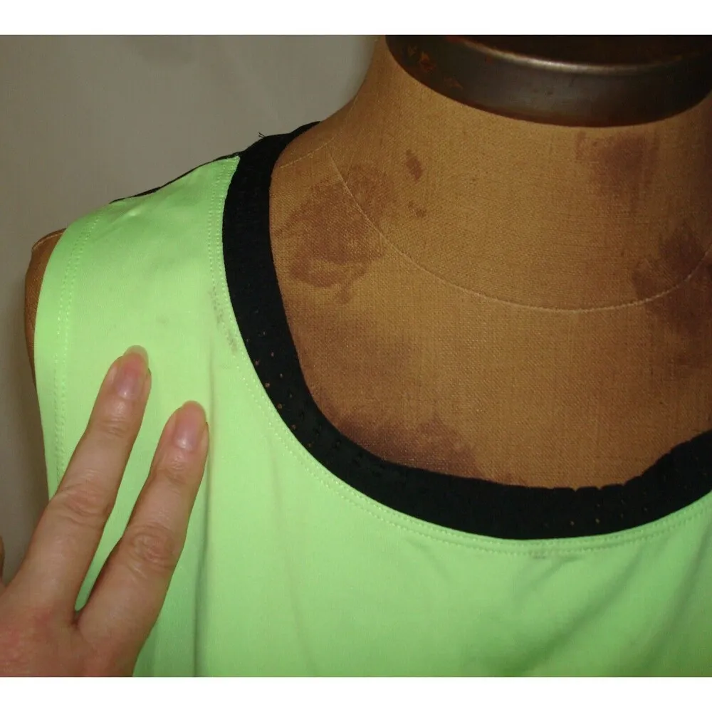 New Womens Nike Swim Womens Tank Cover Mesh Back XL Workout Bright Green Black - Image 2