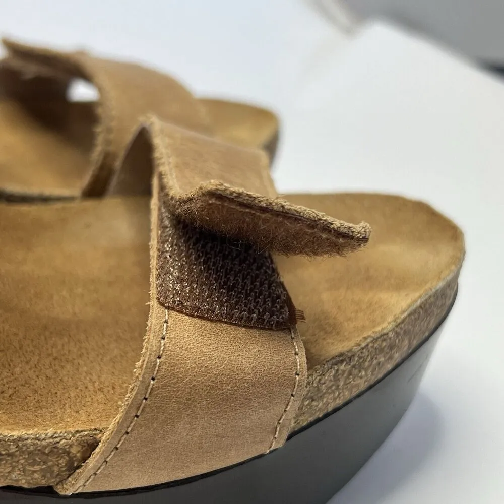 Naot Wedge Sandal Womens Sz 38/7 Tan Rise Cork Footbed Platform Adjustable Strap Brown - Image 7