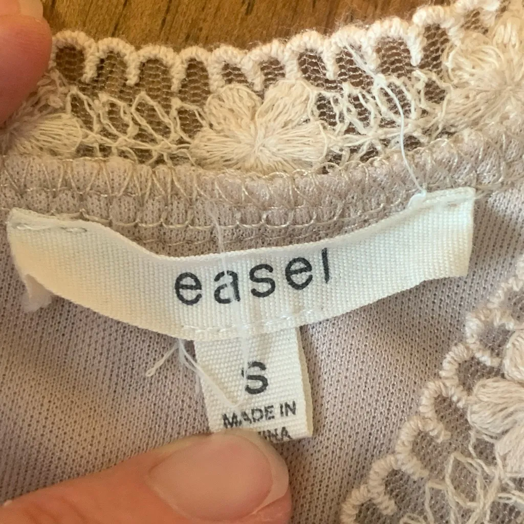 Easel Dress Small Beige Lace Overlay Boho Croquette girl Lined Embroidered - Image 2