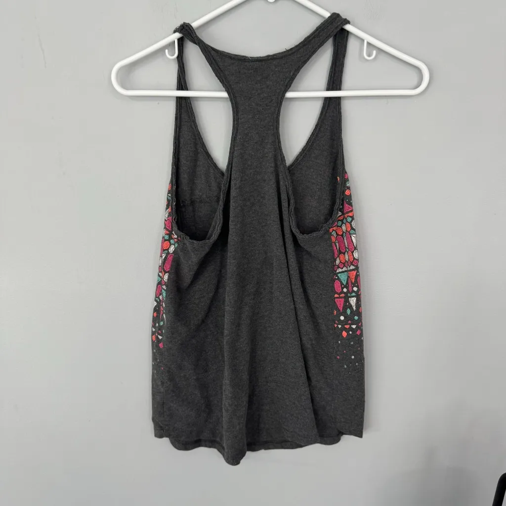 Empyre Gray Racerback Tank Top w/ Geometric Aztec Pattern Women's Size Medium - Image 5