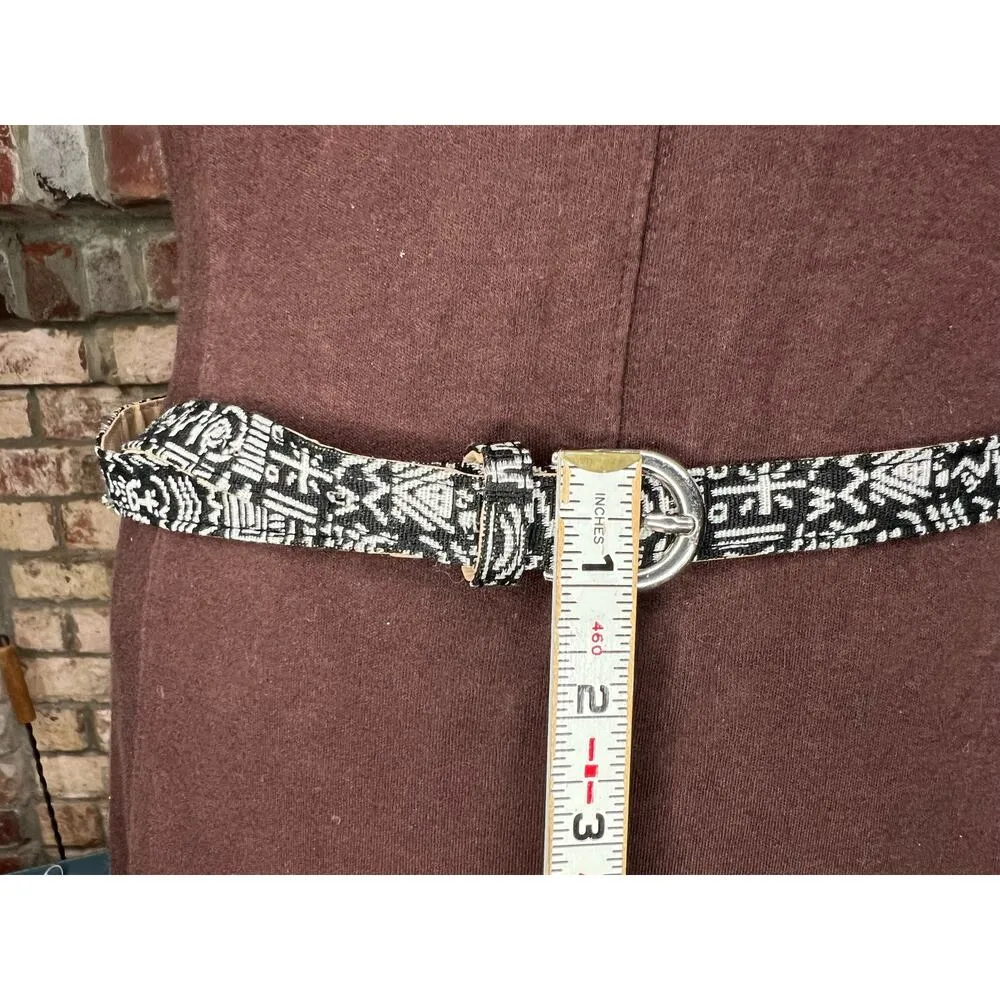 belt skinny vintage cloth covered 1990s black white tribal - Image 4