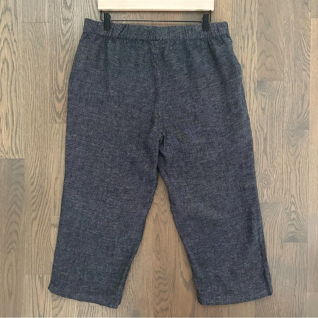 Eileen Fisher Linen Blend Black and White Woven Lantern Pant Black and White L - Image 7