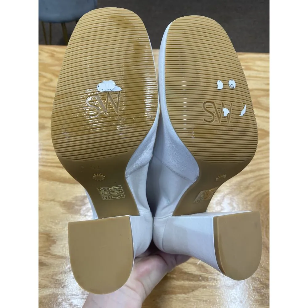 Stuart Weitzman Yuliana 60 Womens 7.5 B White Leather Square Toe Ankle Booties - Image 4