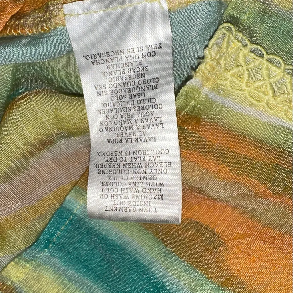 Sharagano Yellow and Blue Striped boho Blouse size 1X - Image 4