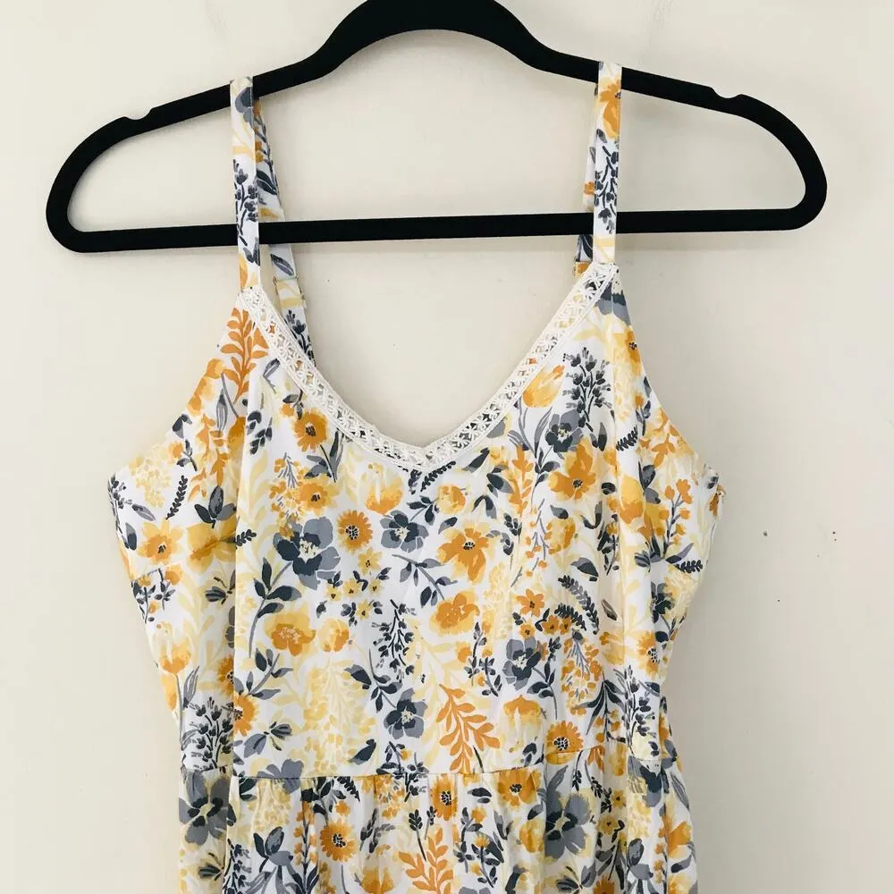 New Joie Mommy and Me Floral V Neck Maxi Dress in Yellow Grey Women's Size 6 - Image 4