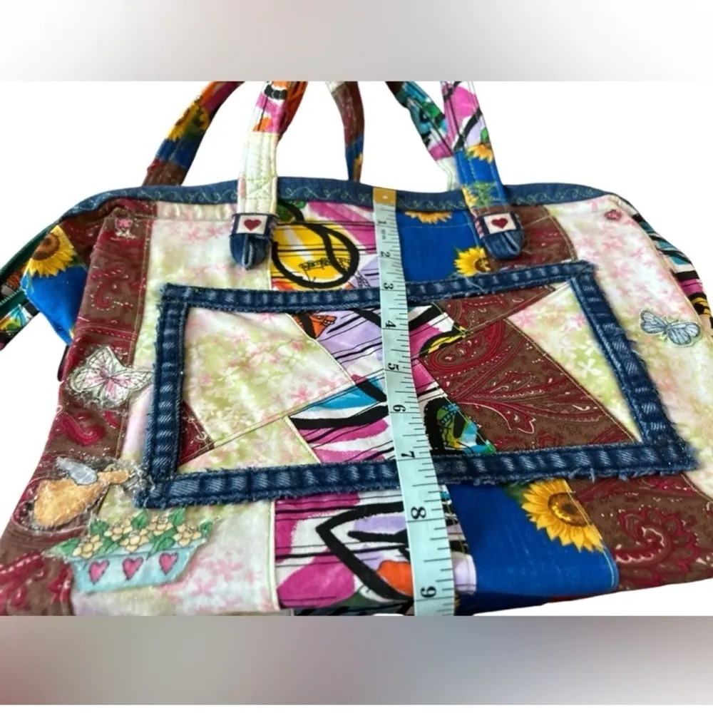 Women's Multicolor Patchwork Canvas Shoulder Bag‎ Tote Purse Casual - Image 4