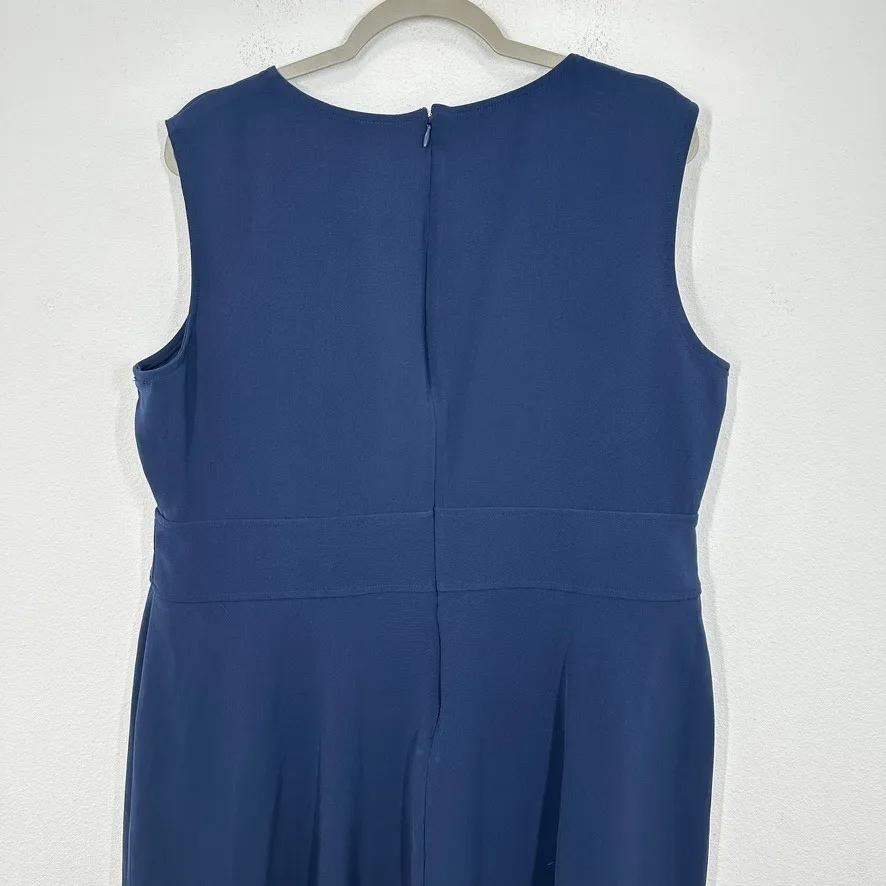 Lauren Ralph Lauren Buckle-Trim Double-Faced Crepe Dress in Refined Navy 16W - Image 12