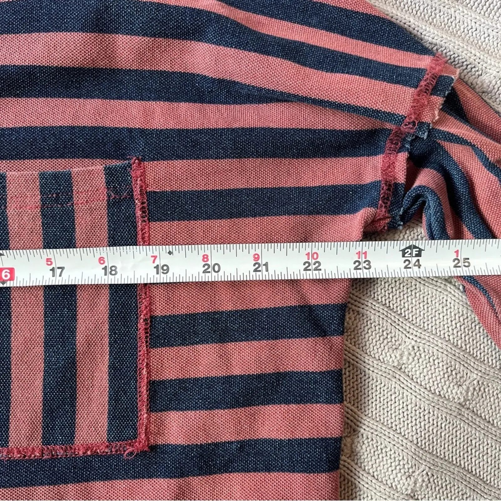 Loveriche Women’s Navy Blue/Dusty Rose Striped Long Sleeve Shirt Sz S - Image 8