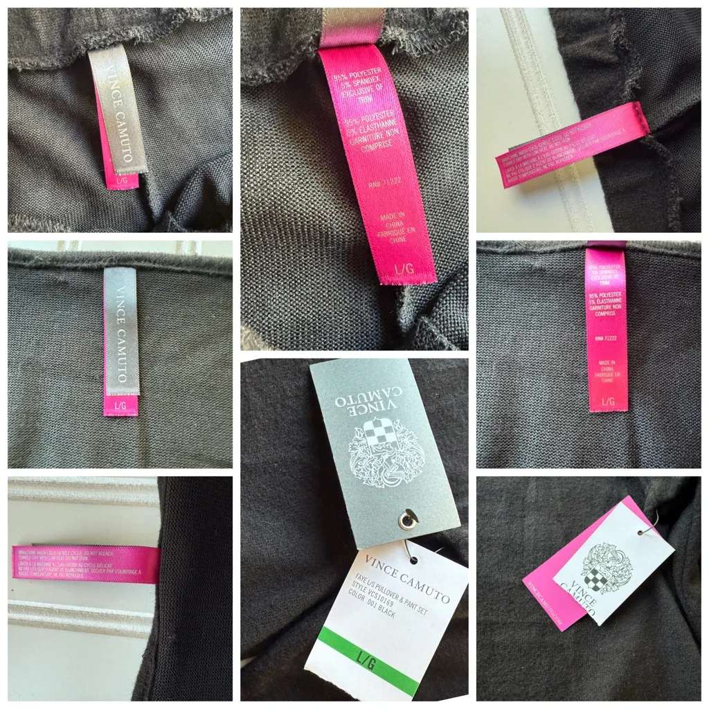 Vince Camuto Faye Long Sleeve Pullover & Pant Set Black Size Large Knit Sweater - Image 6