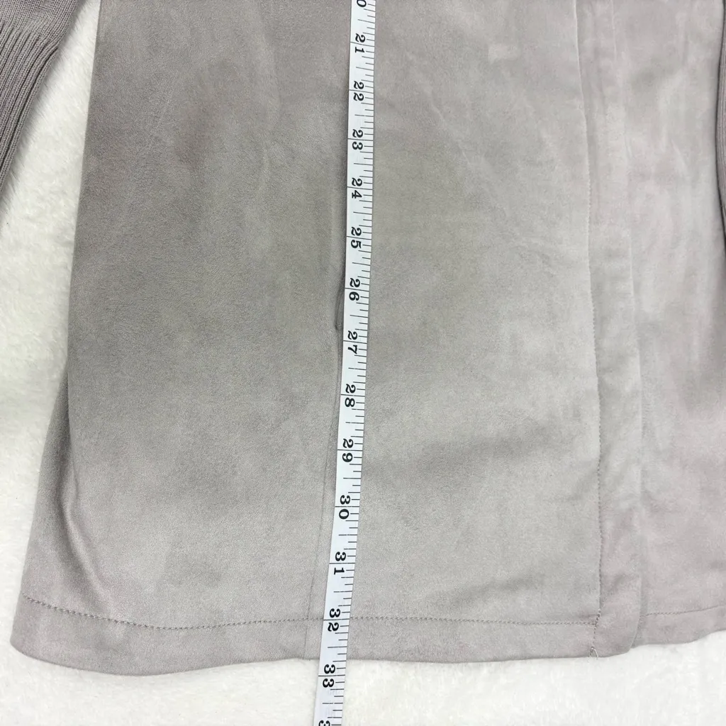 H by Halston gray faux suede knit sleeve jacket Size 16 - Image 11