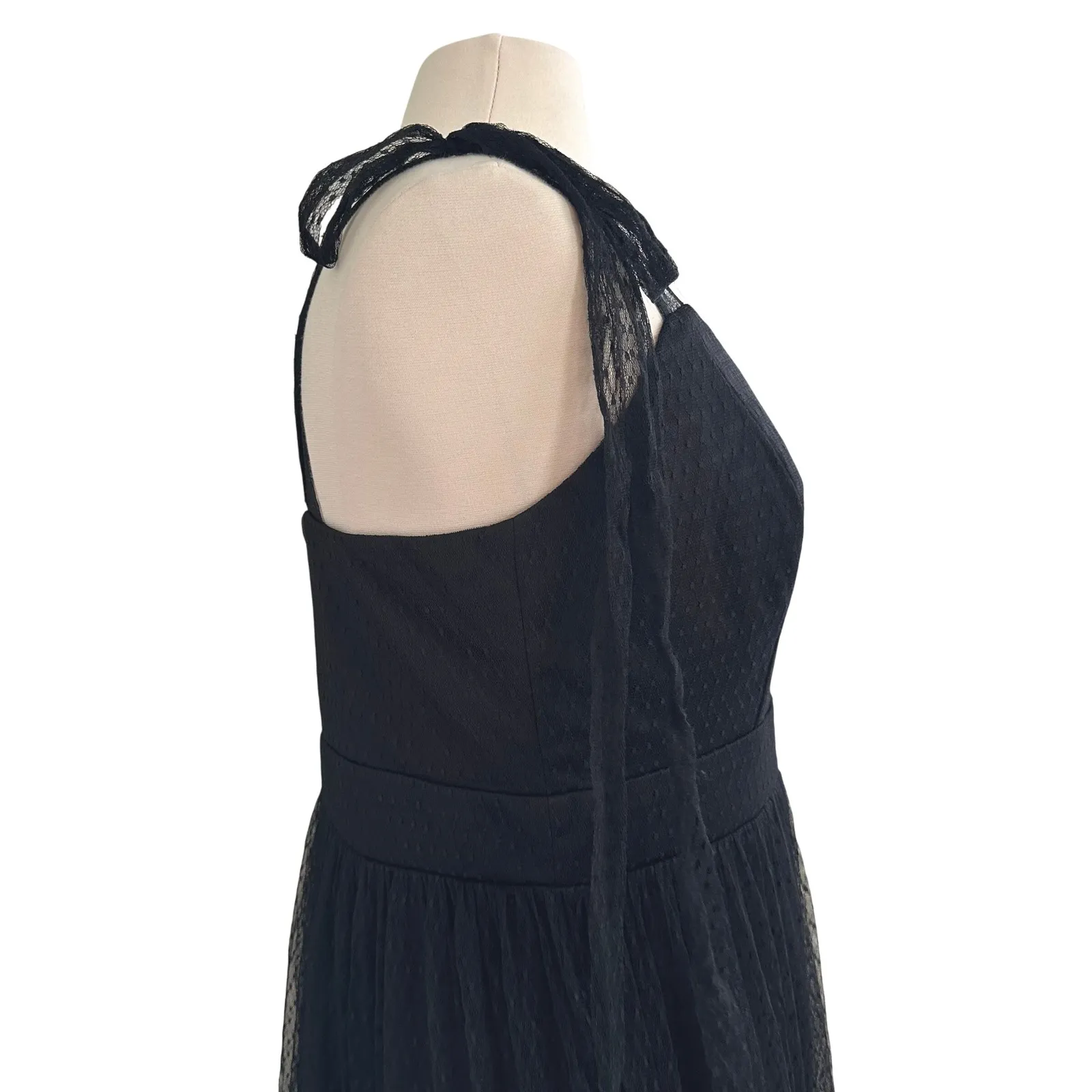 LULUS Midi Dress Captivating Aesthetic Black‎ Mesh Swiss Dot XL Cocktail Party - Image 5