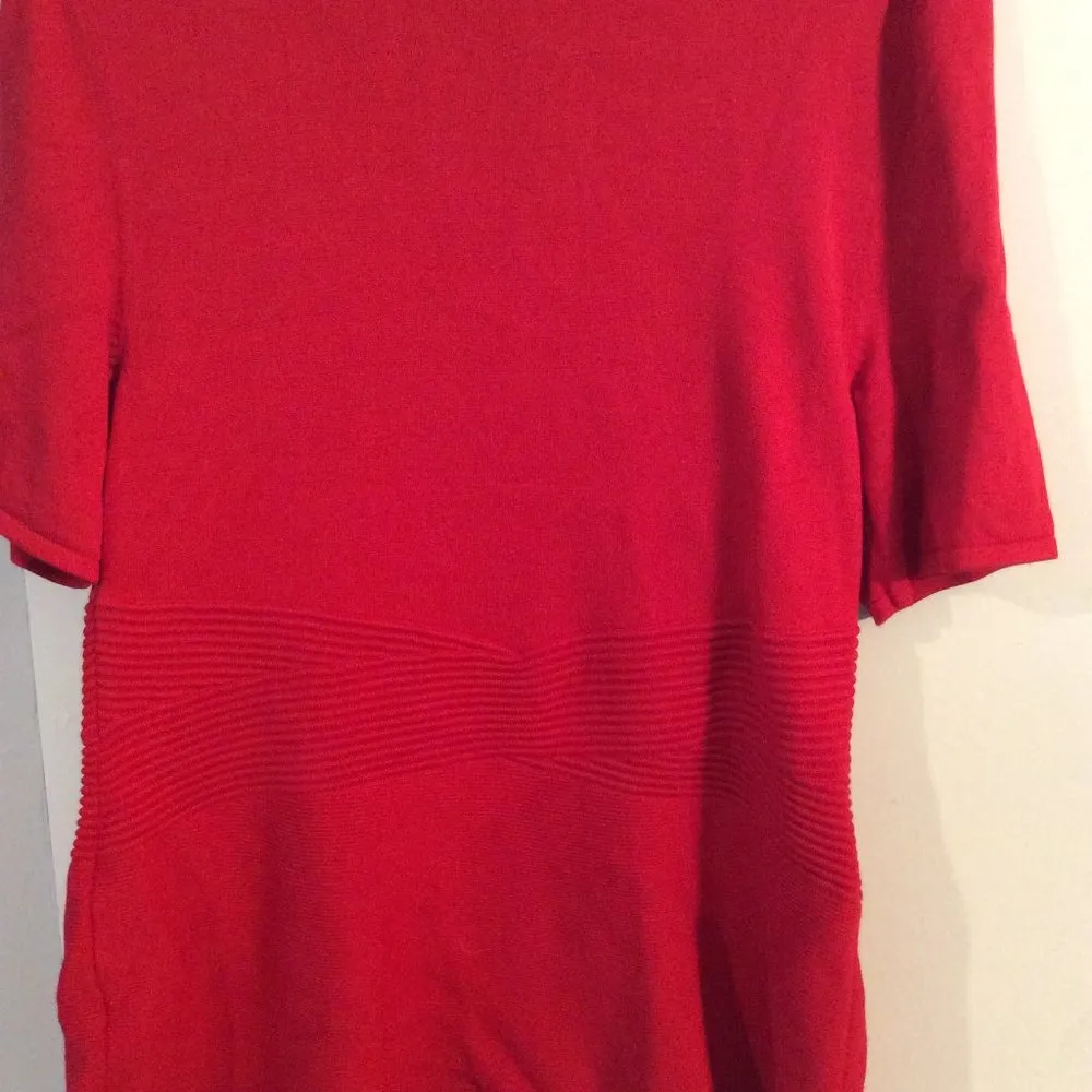 Talbots LP Large Petite red short sleeve sweater top womens EUC stretch - Image 4